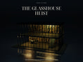 The Glasshouse Heist — architectural cover illustration of the illuminated glass archive and its reflection. Story-world artwork, not a gameplay screenshot. Digital print-and-play game.