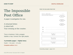 The Impossible Post Office, Complete edition 1.0.1. Actual included forwarding-wrapper PDF page beside the title. English, one adult, five printable US Letter pages and digital story; no physical item is shipped.