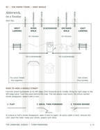 Digital preview of actual player sheet 2 of 4: the foldable paper town, street distances and folding instructions. Print at home on US Letter.